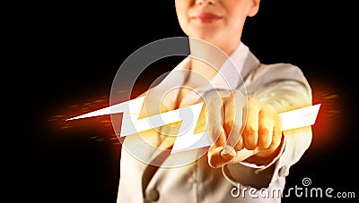 Close-up of clasped hand with lights Stock Photo
