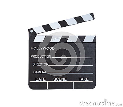 Close-up of a classical movie clapper ready to record a new Stock Photo