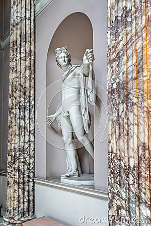 Close up of classical statue of Apollo in Kedleston Hall, Derbyshire, UK Editorial Stock Photo