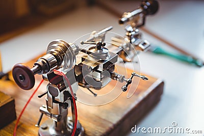 Close-up of clock repair machine Stock Photo