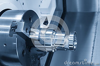 Close up of the CNC lathe Stock Photo