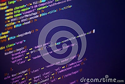 Code lines on screen Stock Photo