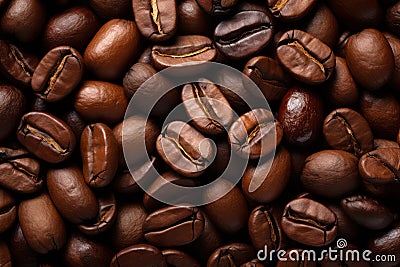 Close-up of Coffee Beans in Various Sizes AI Generated Cartoon Illustration