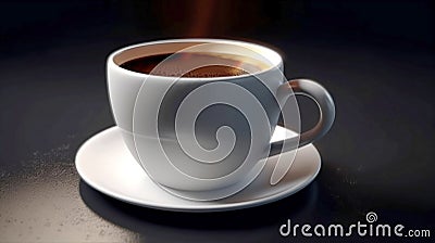 Close up of coffee cup on dark table at cafe Stock Photo