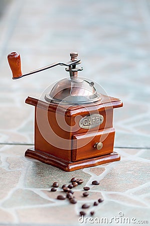 Close-up of a coffee grinder Stock Photo