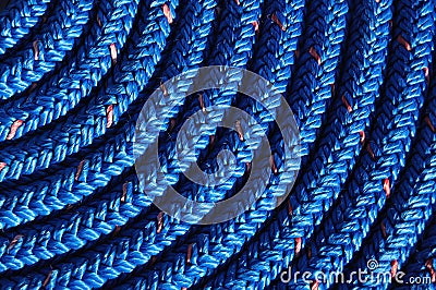 Close-up of Coiled Blue Rope Stock Photo