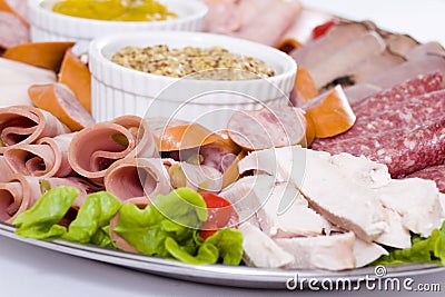 Close Up Of Cold Meat Catering Platter Stock Photo