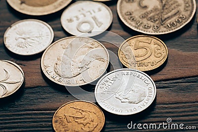 Close up of collection of coins Stock Photo