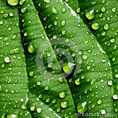 close up collection of green leaves with waterdrops Stock Photo