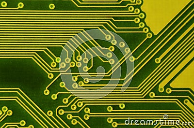 Close up of colored micro circuit board. Abstract technology background. Computer mechanism in detail Stock Photo