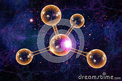 Atomic Particle 3D Illustration Cartoon Illustration