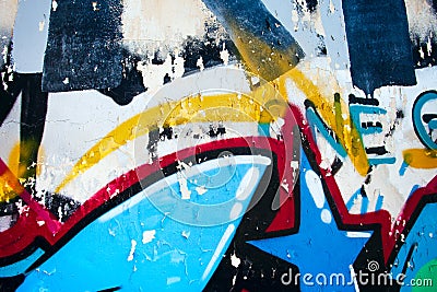Close up of colorful damaged urban wall texture Stock Photo