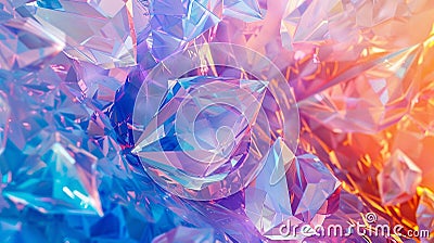 Close-Up of Colorful Faceted Crystals Creating an Abstract Pattern. Generative AI Stock Photo
