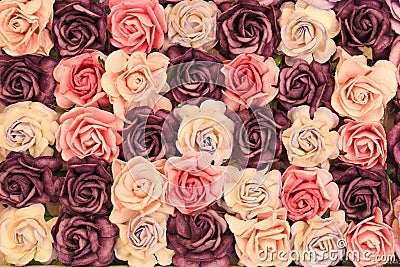 Close up colorful imitation or artificial rose flower background Stock Photo