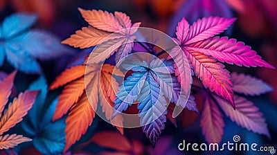 A close up of a colorful leaf with many colors, AI Stock Photo