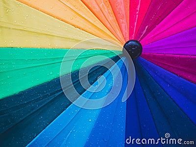 Close-up of colorful umbrellas and raindrops Stock Photo