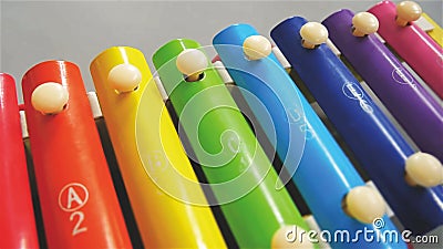 Close-up Colorful Xylophone for Kids Practicing Music Stock Photo