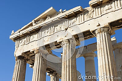 Close up of columns in Parthenon Stock Photo