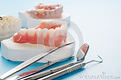 Complete denture or full denture. Stock Photo