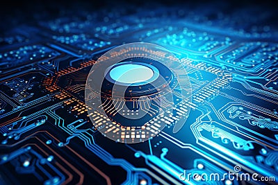 Close-up of Computer Circuit Board with CPU and Memory Cards Stock Photo