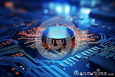 Close-up of Computer Circuit Board with CPU and Memory Cards Stock Photo