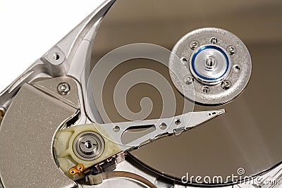 Close up of a computer hard drive internal Stock Photo