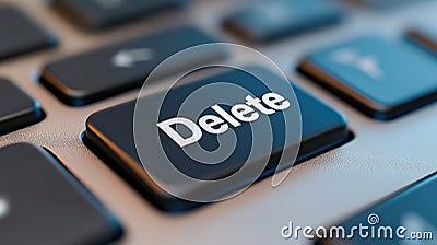 A close up of a computer keyboard with the delete key highlighted, AI Stock Photo