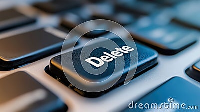 A close up of a computer keyboard with the delete key highlighted, AI Stock Photo