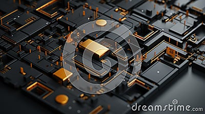 A close up of a computer mother board. Generative AI image. Stock Photo