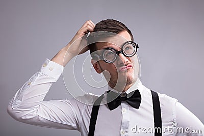 Close-up Of A Contemplated Young Man Stock Photo