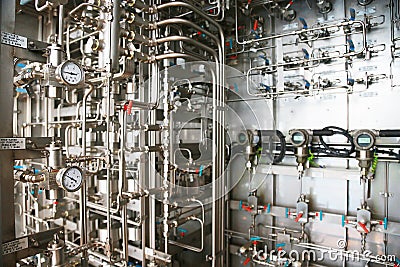 Close up of controller unit or control process of oil and gas process on the platform. Stock Photo