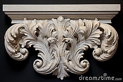 close-up of a corinthian columns capital, decorated with acanthus leaves Stock Photo