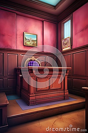 close-up of a courtrooms witness stand Stock Photo