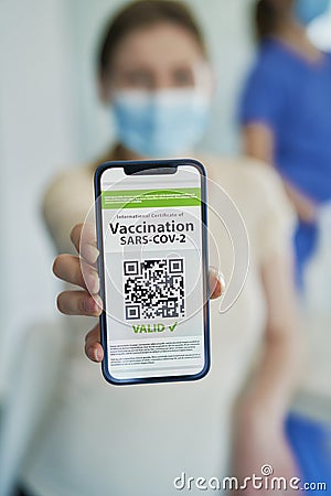 Close up of Covid vaccination passport Stock Photo