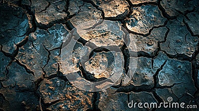 A close up of a cracked and dried out dirt surface, AI Stock Photo