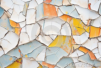 close-up of cracked white paint on metal Stock Photo