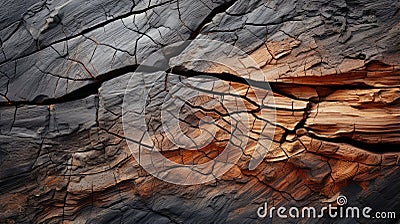 A close up of a cracked wood texture Stock Photo