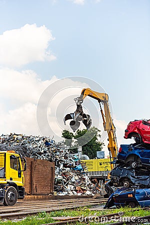 Close-up of a crane for recycling metallic waste Editorial Stock Photo