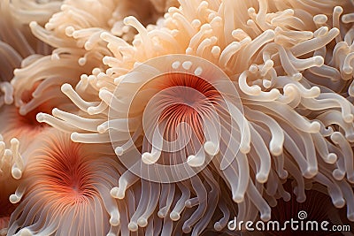 Close up of cream colored Sea anemones Stock Photo