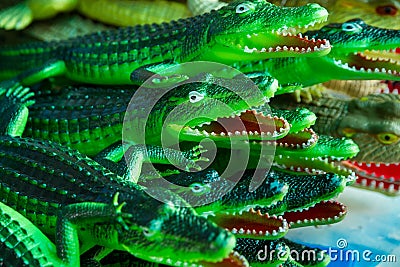 Close up Crocodile green rubber toy for children Stock Photo