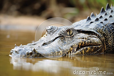 Close up of a crocodile hunting its prey created with generative AI technology Stock Photo