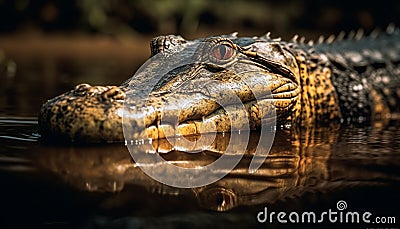 Close up of crocodile teeth in wetland, reflecting tropical climate generated by AI Stock Photo