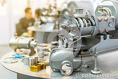 Close up cross section show detail inside of High technology and quality vacuum pump for industrial Stock Photo