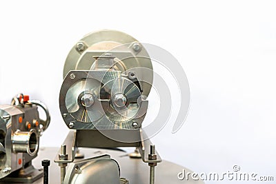 Close up cross section show detail inside of High technology and quality vacuum pump for industrial with copy space Stock Photo