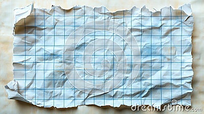 Crumpled Graph Paper with Grid Pattern Generative AI Stock Photo