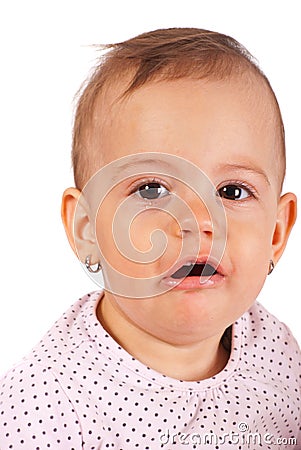 Close up of crying baby girl Stock Photo