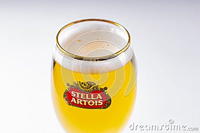Close up of a cups of Stella Artois full of beer Editorial Stock Photo