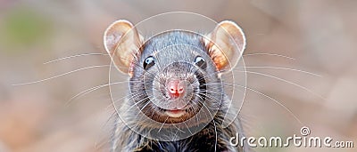 Close up of curious opossum facing camera. Detailed whiskers and bright eyes against soft focus background Stock Photo