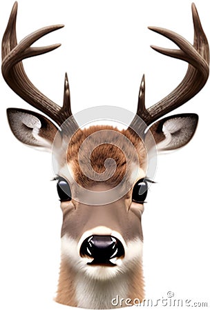 Close-up of a cute cartoon Marsh Deer Icon. Stock Photo