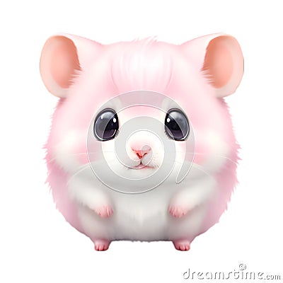 A cute hamster on a white background. AI-Generated. Stock Photo